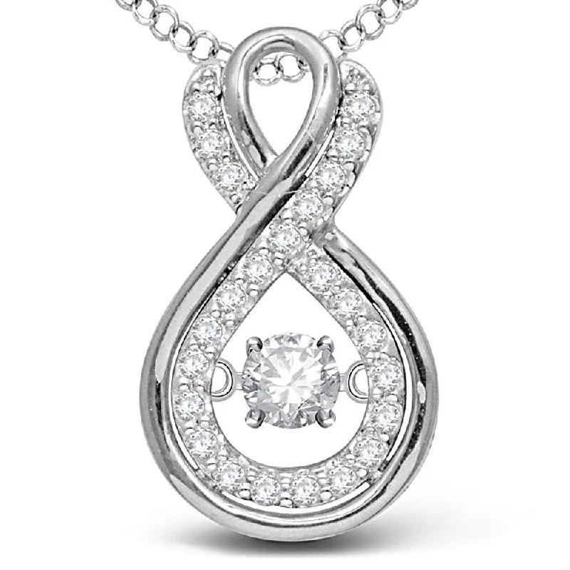 Women’s chunky gemstone necklace-14K White Gold 1/5 Ct.Tw. Moving Diamond Fashion Pendant