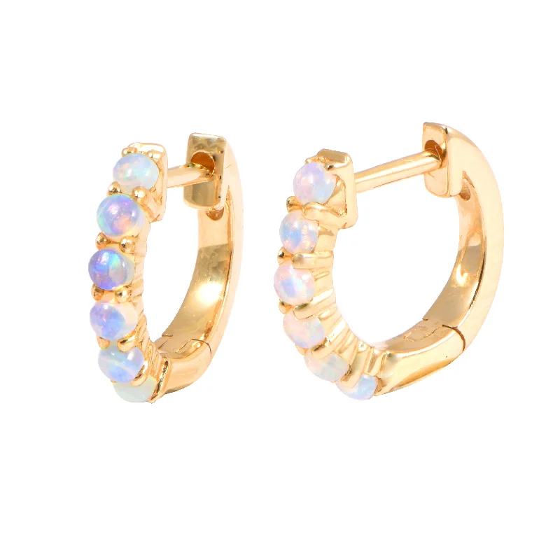 Women’s luxury hoop earrings-Opal Huggies