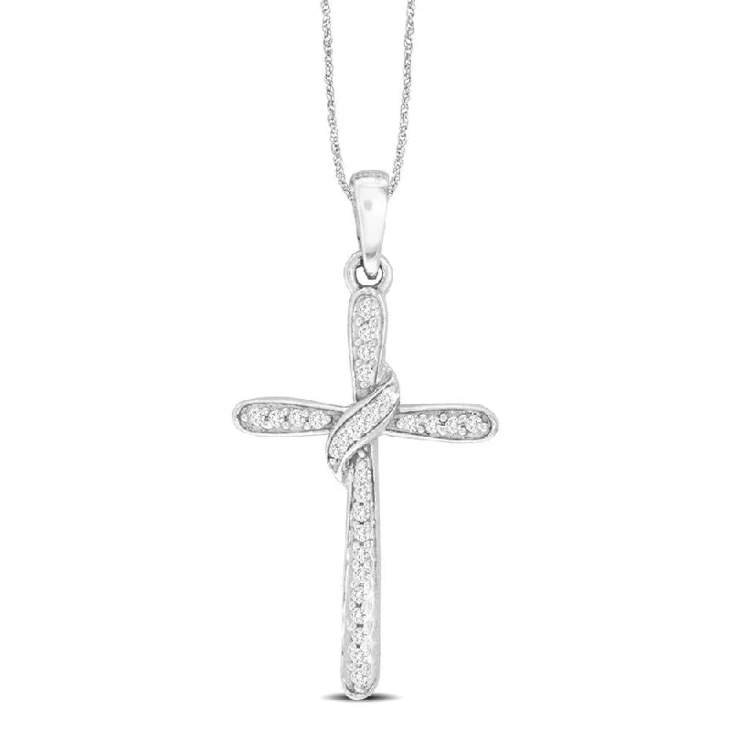 Women’s chunky gemstone necklace-10K White Gold 1/20 Ct.Tw.Diamond Cross Pendant