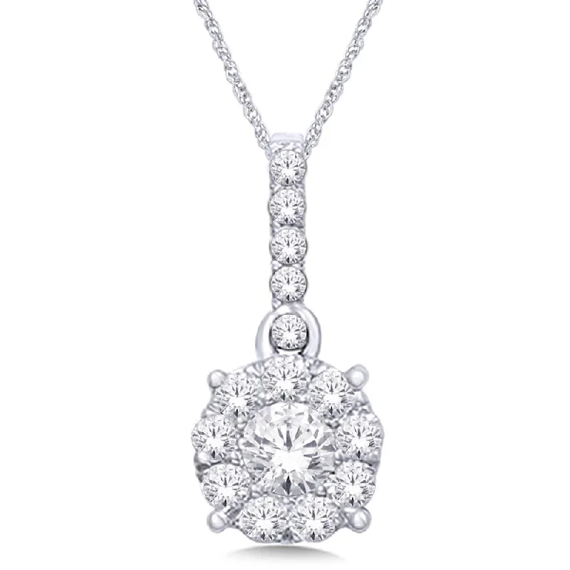 Women’s art deco necklace-14K White Gold 3/4 Ct.Tw. Diamond Fashion Pendant