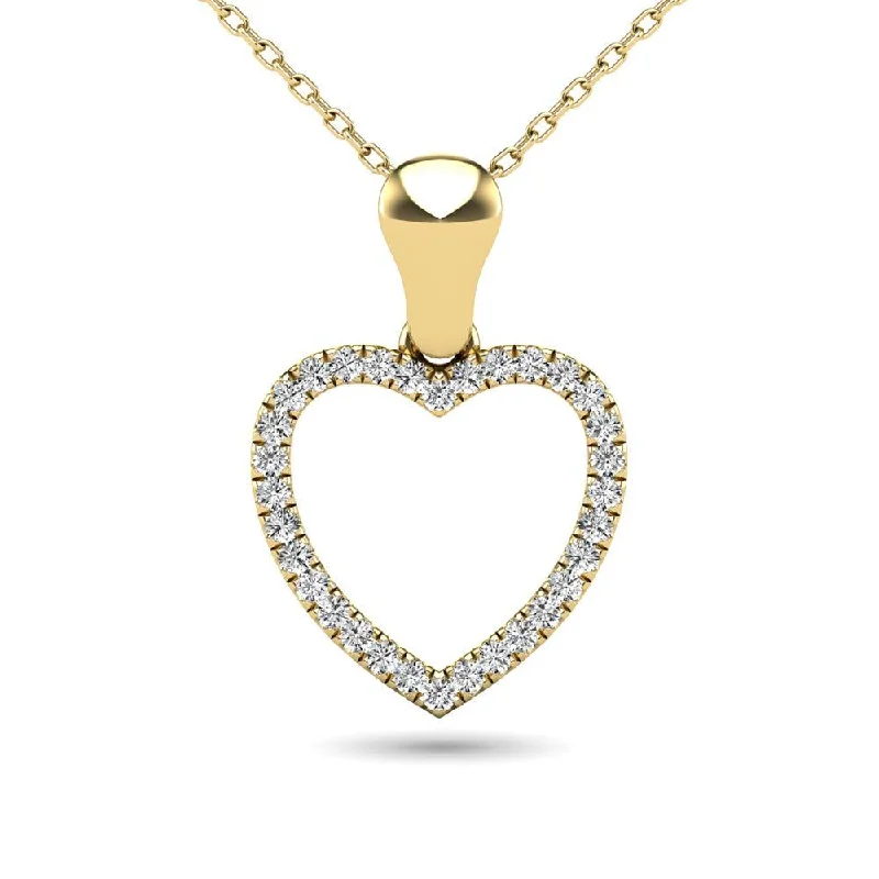 Women’s adjustable necklace-10K Yellow Gold 1/10 Ctw Diamond Heart Pendant