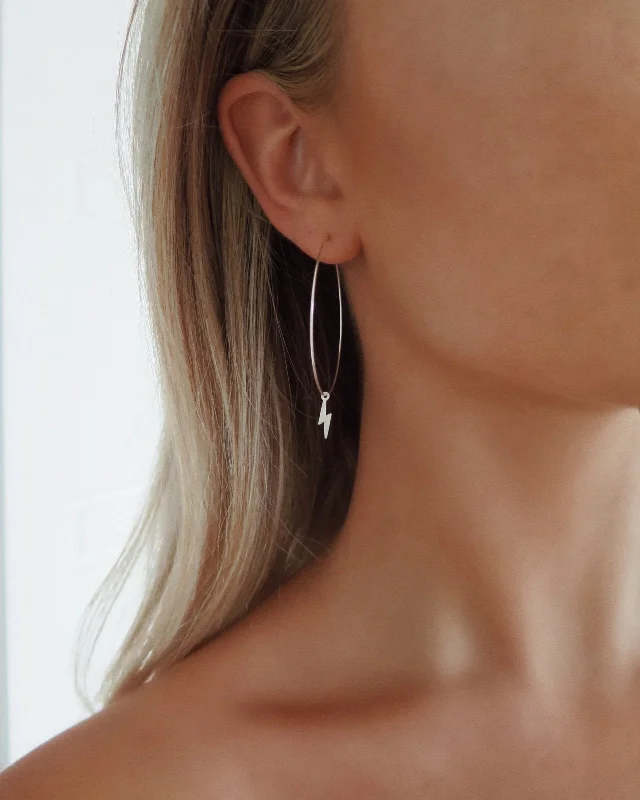 Women’s elegant earrings-Large Lightning Bolt Hoop Earrings