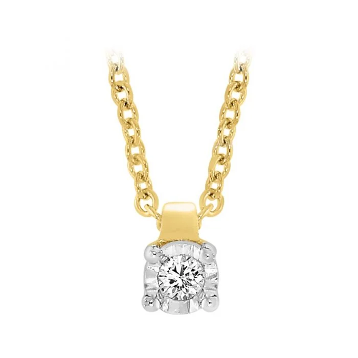 Women’s two-tone necklace-9ct Yellow Gold Diamond Pendant on 45cm Chain