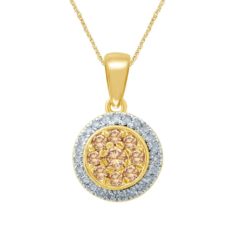 Women’s gemstone necklace-9ct Yellow Gold 3/8 Carat Western Australian Diamond Cluster Pendant on 45cm Chain