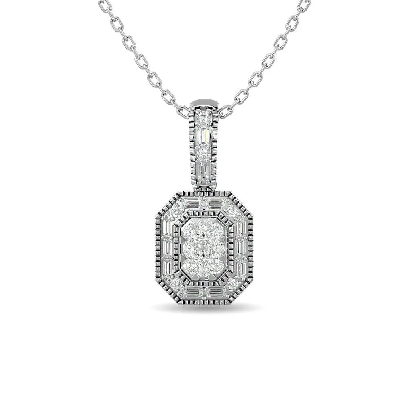 Women’s statement necklace-Diamond 1/2 ct tw Fashion Pendant in 14K White Gold