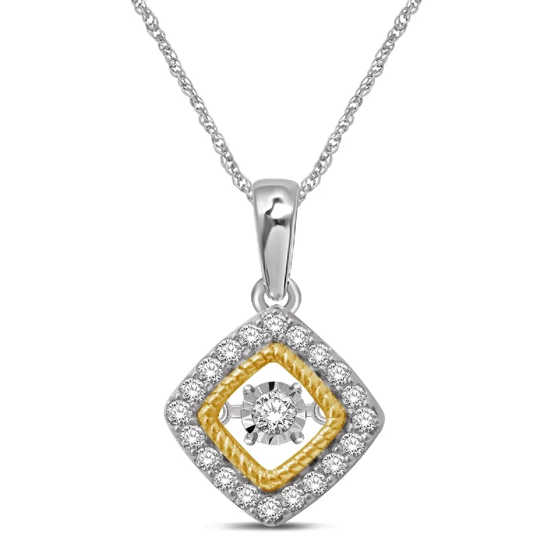 Women’s trendy necklace-10K Two Tone 1/4 Ctw Moving Diamond Pendant