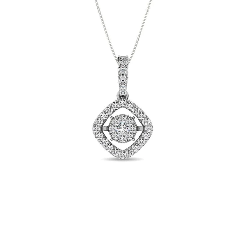 Women’s fashion statement necklace-Moving Diamond 5/8 ct tw Pendant in 14K White Gold