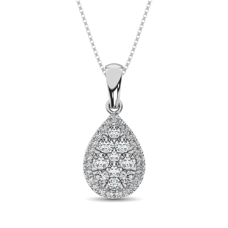 Women’s gold necklace-Diamond Fashion Pendant 5/8 ct tw Round Cut in 14K White Gold