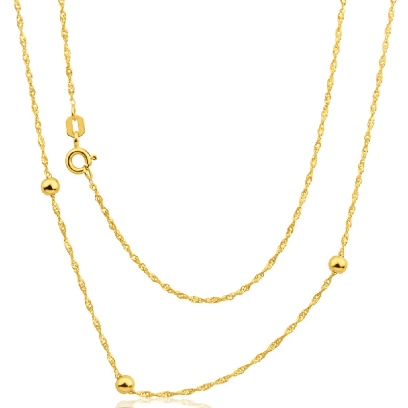 Women’s gold necklace-9ct Yellow Gold Silver Filled Singapore 45cm Ball Chain 20 Gauge