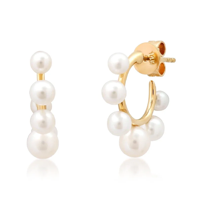 Women’s drop earrings-Pearl Hoops