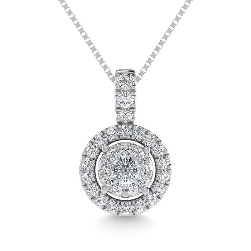 Women’s delicate gold necklace-Diamond 1/4 Ct.Tw. Fashion Pendant in 14K White Gold