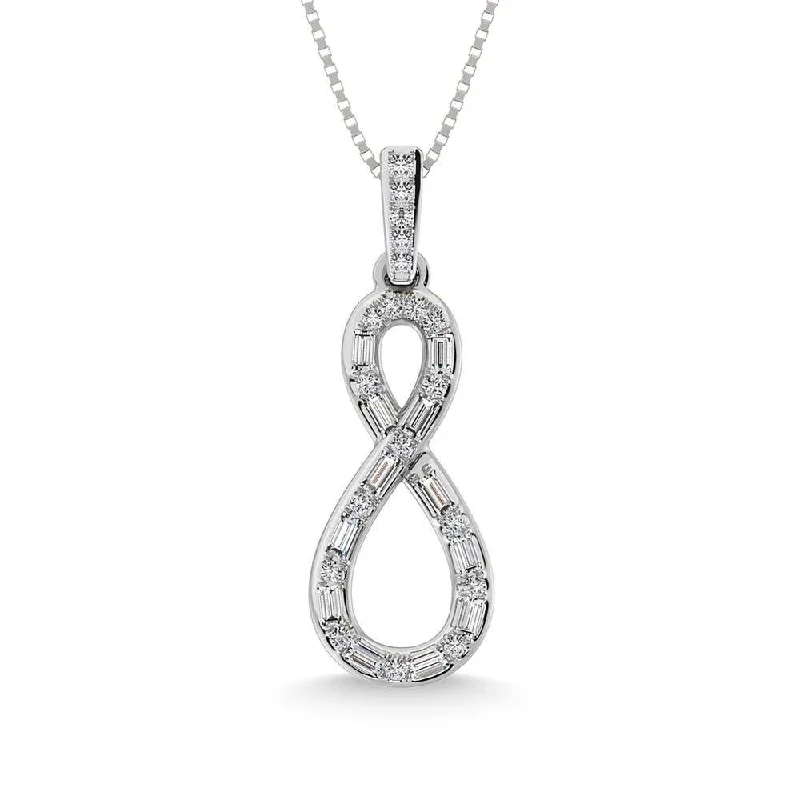 Women’s opal necklace-Diamond 1/6 Ct.Tw. Round and Baguette Cut Infinity Pendant in 10K White Gold