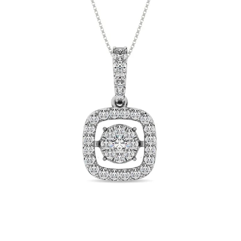 Women’s statement pendant necklace-Moving Diamond 5/8 ct tw Pendant in 14K White Gold