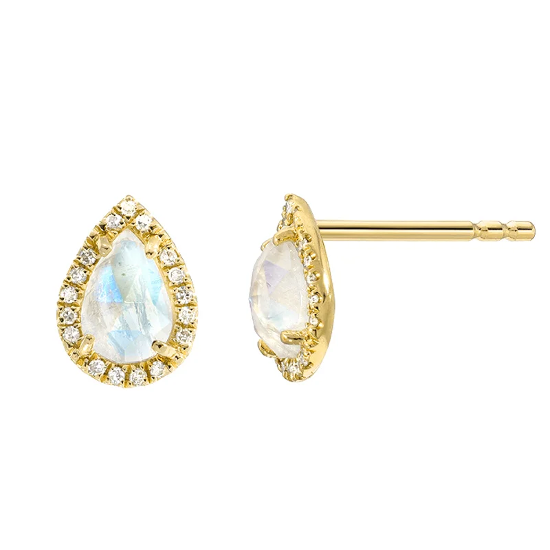 Women’s classic silver earrings-Moonstone Studs