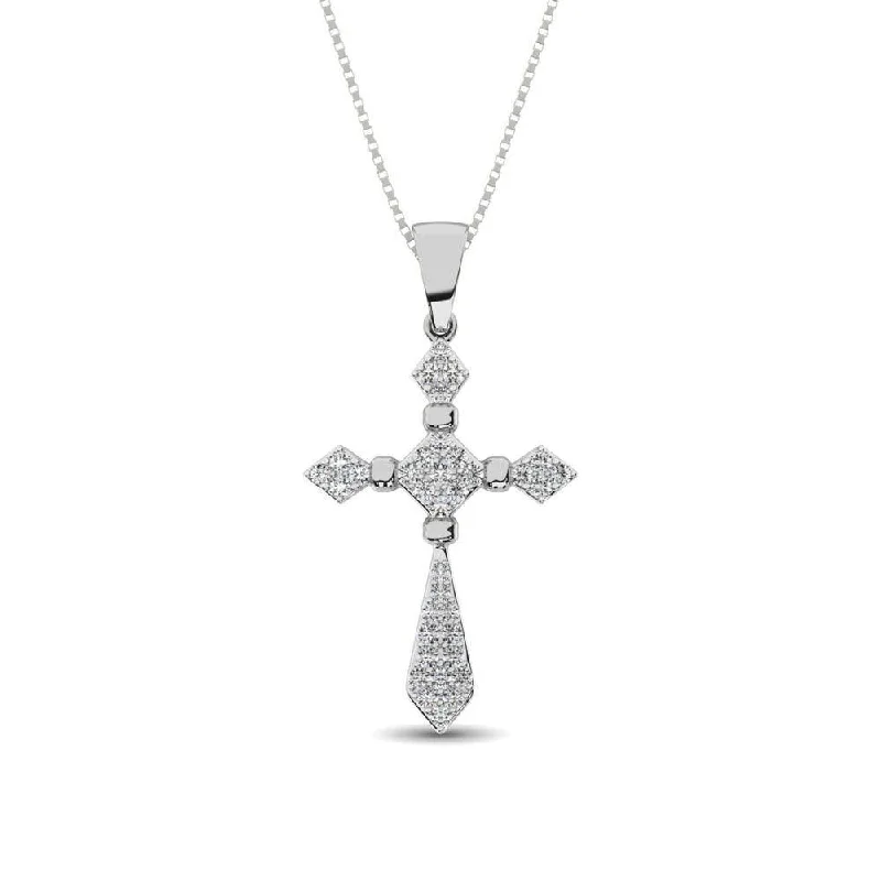 Women’s moonstone necklace-14K White Gold 1/5 Ct.Tw. Diamond Cross Pendant