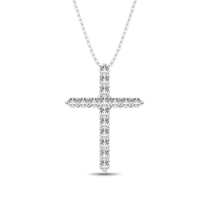 Women’s custom necklace-Diamond 1 Ct.Tw. Cross Pendant in 14K White Gold