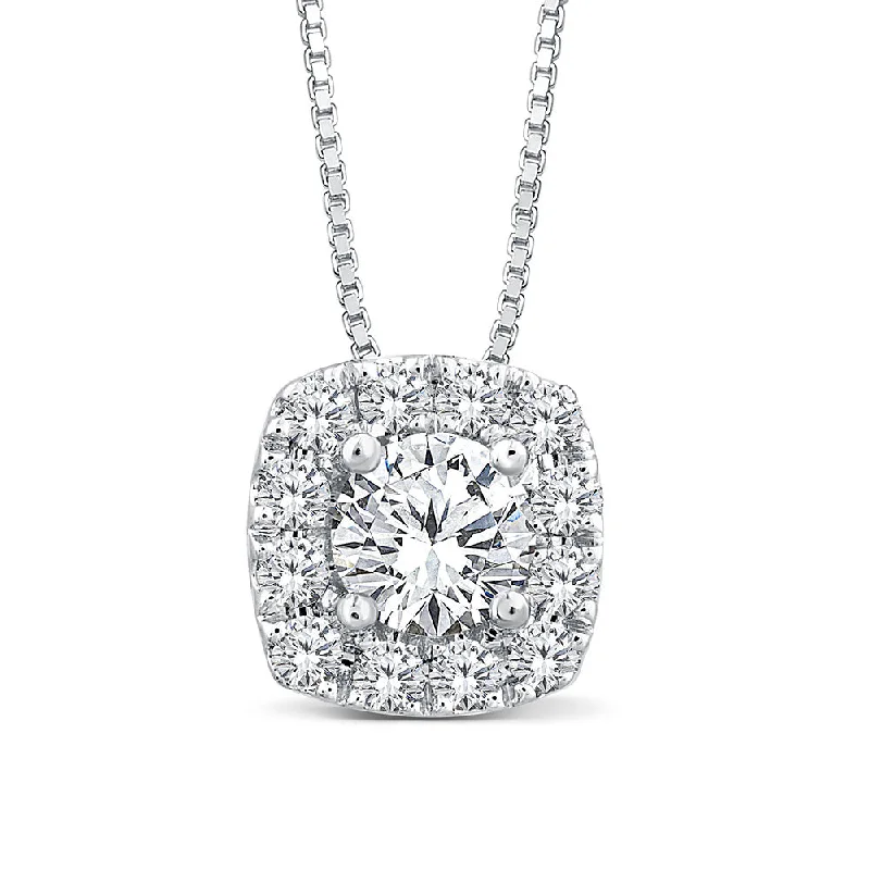 Women’s moon and star necklace-10ct White Gold Luminesce Lab Grown 1/2 Carat Diamond Pendant