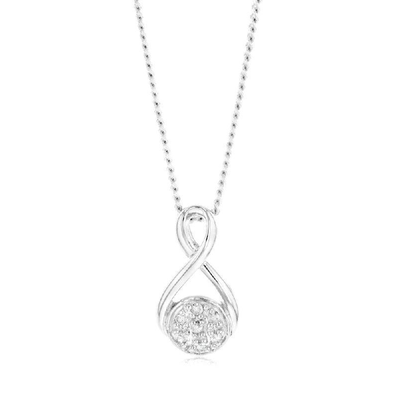 Women’s delicate gold necklace-Sterling Silver Diamond Pendant with 7 Brilliant Cut Diamonds