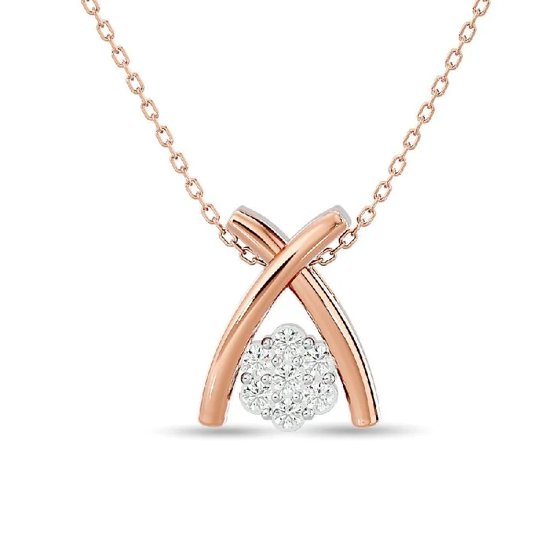 Women’s crystal necklace-Diamond Fashion Pendant 1/10 ct tw in 10K Rose Gold