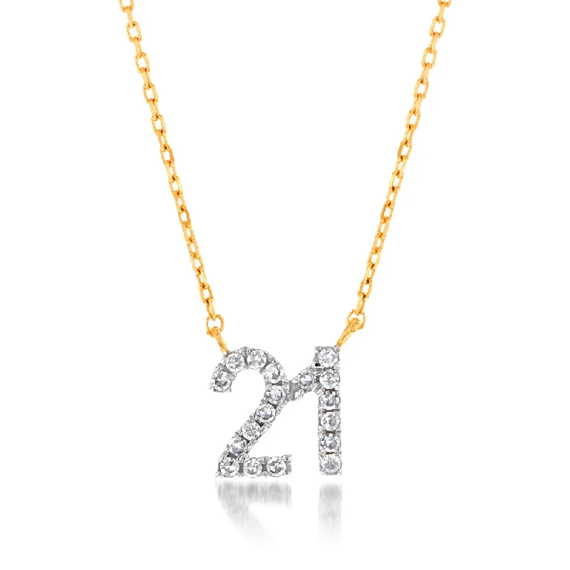 Women’s infinity symbol necklace-Luminesce Lab Grown Diamond 21 Pendant in 9ct Yellow Gold on Adjustable 45cm Chain