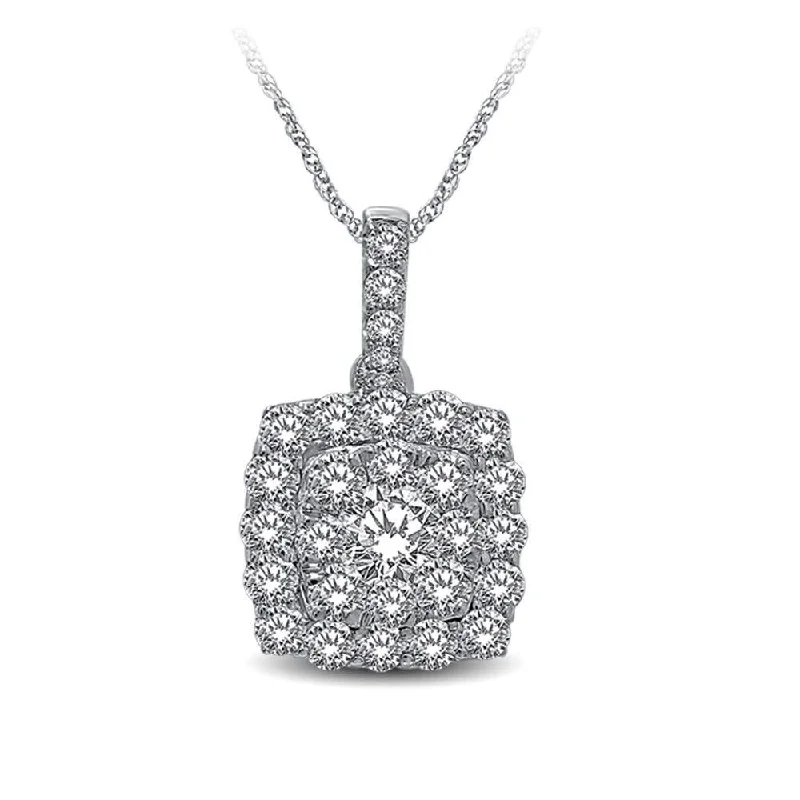 Women’s fashion necklace-14K White Gold 1 Ctw Diamond Fashion Pendant