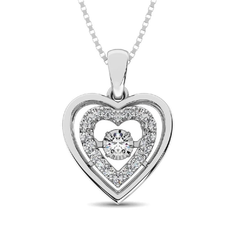 Women’s custom heart necklace-Sterling Silver 1/8 Ct.Tw. Moving Diamond Heart Pendant