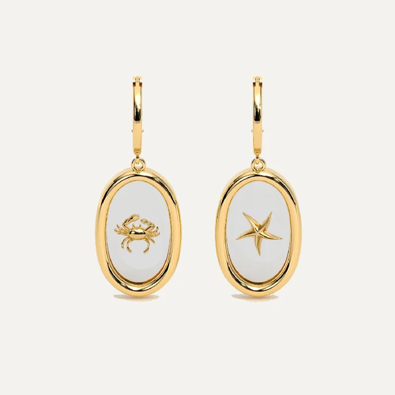 Women’s diamond earrings-18K Gold Oval Resin Charm Earring