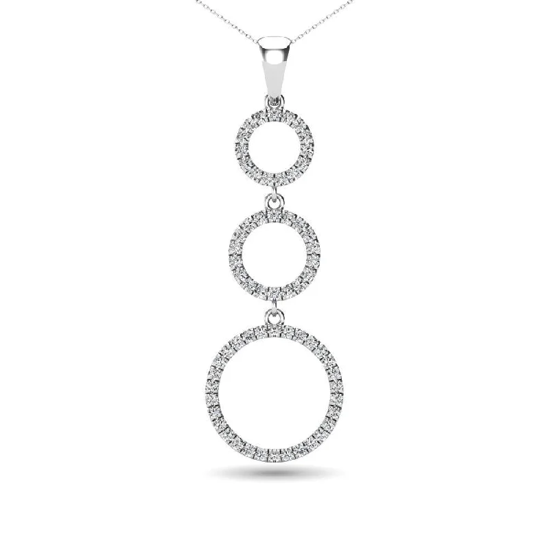 Women’s statement chain necklace-Diamond 1/4 Ct.Tw. Open Circles Pendant in 14K White Gold