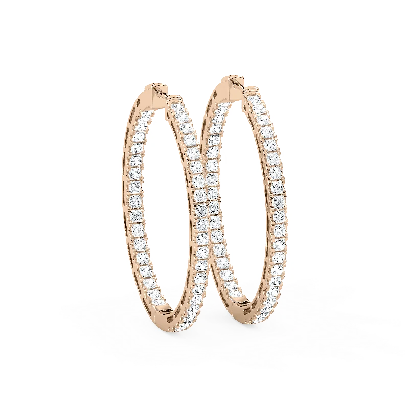 Women’s unique gemstone earrings-Princess Pavé Hoop Earrings