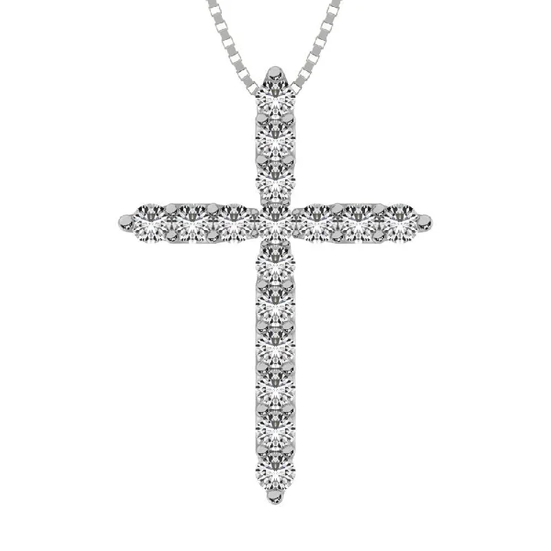 Women’s elegant diamond necklace-4 Prong Diamond 1/2 Ct.Tw. Cross Pendant