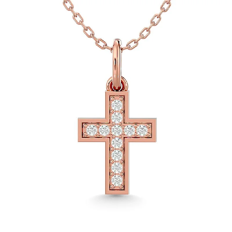 Women’s infinity pendant necklace-Diamond 1/10 Ct.Tw. Cross Pendant in 10K Rose Gold