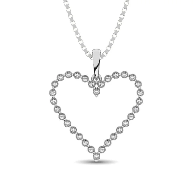 Women’s flower necklace-Sterling Silver 1/10 Ct.Tw. Diamond Heart Pendant