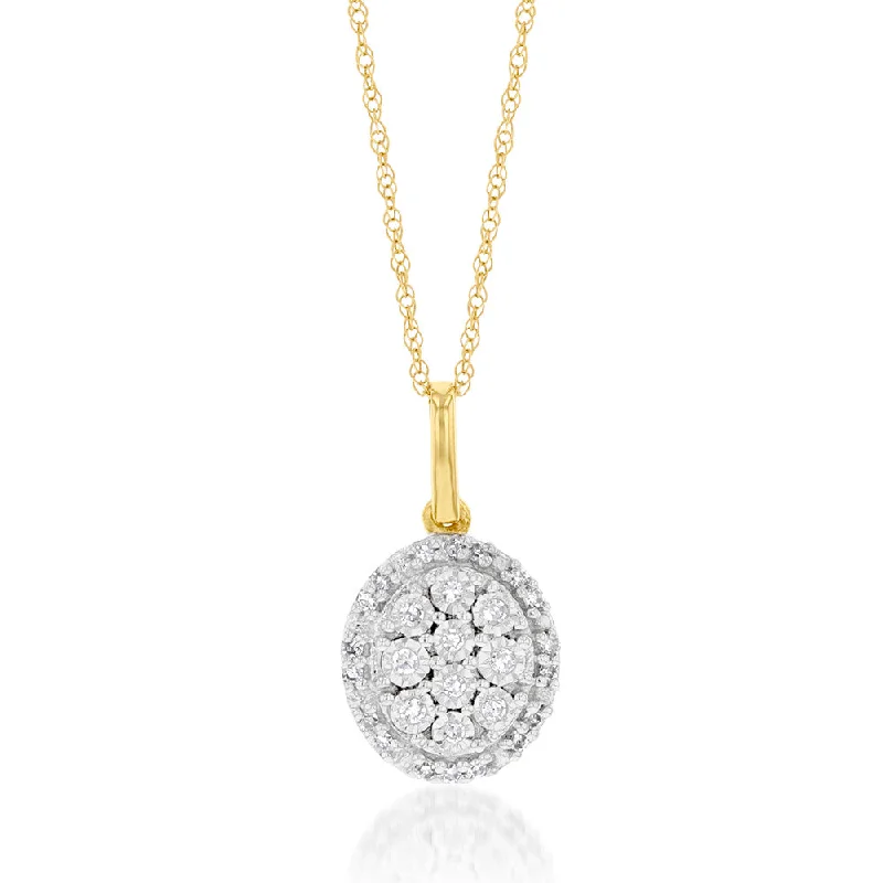 Women’s spiritual necklace-Luminesce Lab Grown Oval Diamond Pendant in 9ct Yellow Gold