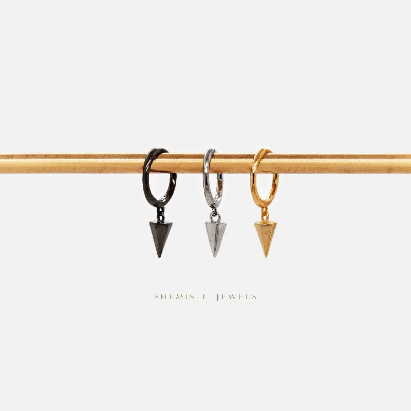 Women’s dangle earrings-Hexagon Spike Hoops Earrings, Gold, Silver, Black SHEMISLI - SH179