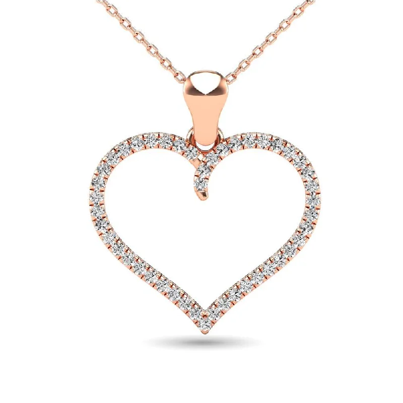 Women’s butterfly necklace-10K Rose Gold 1/6 Ctw Diamond Heart Pendant