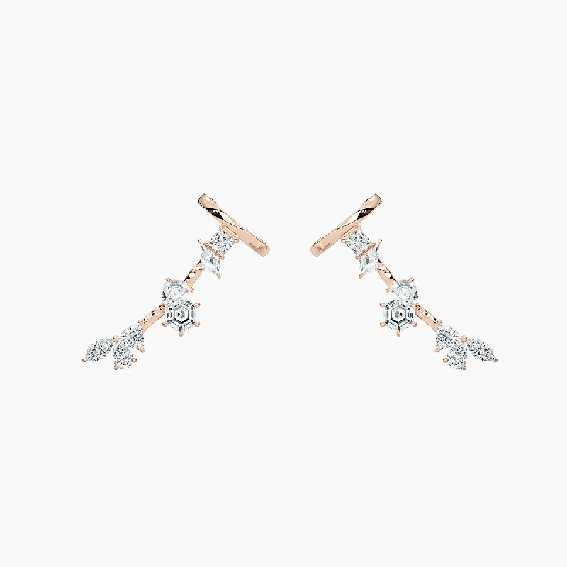 Women’s butterfly earrings-Mixed Shape Lab Grown Diamond Cuff Earrings