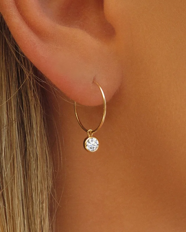 Women’s flower earrings-White CZ Hoop Earrings