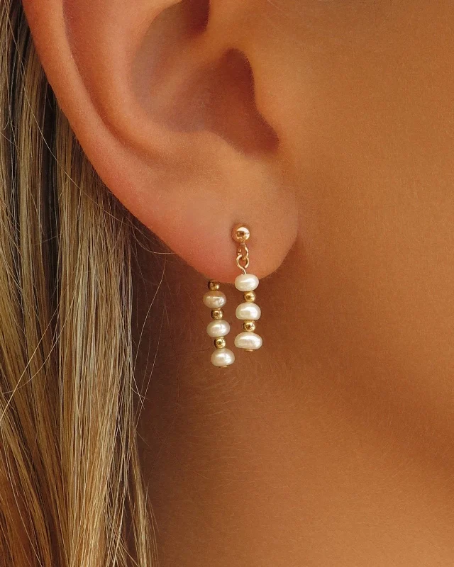 Women’s retro earrings-Freshwater Pearl Ear Jacket Earrings