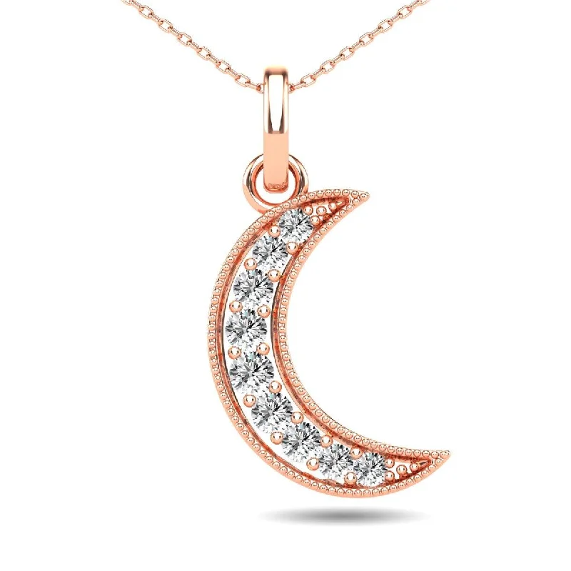 Women’s custom name necklace-Diamond 1/10 Ct.Tw. Moon Pendant in 10K White Gold