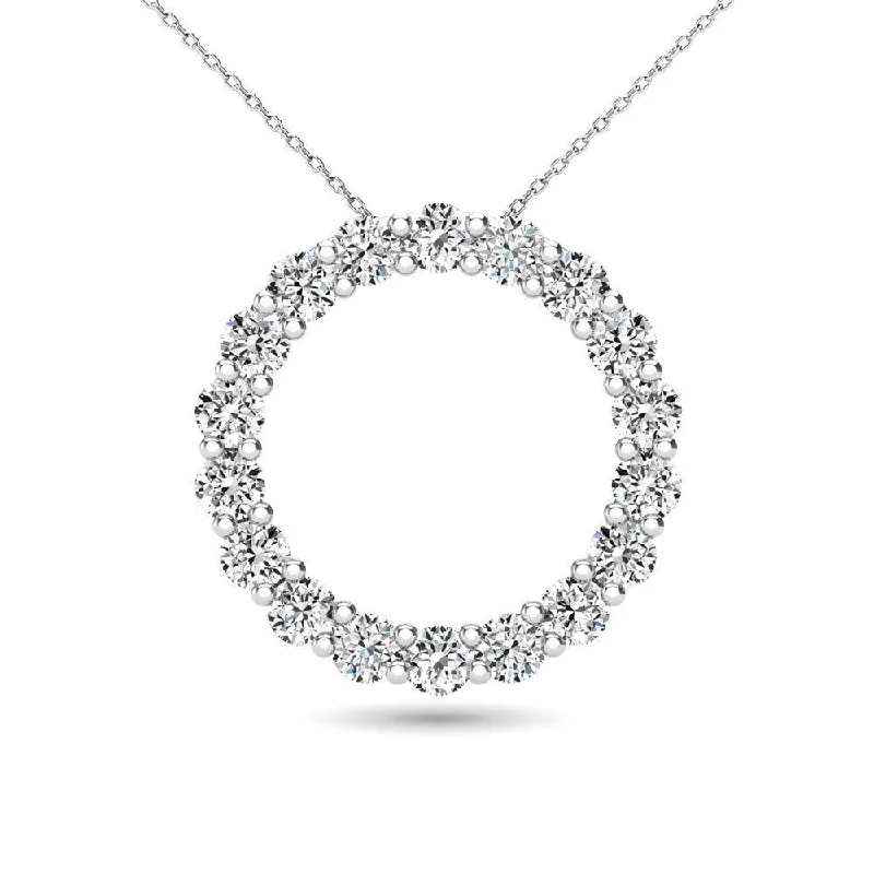 Women’s diamond heart necklace-14K White Gold 2/5 Ct.Tw. Diamond Circle Pendant