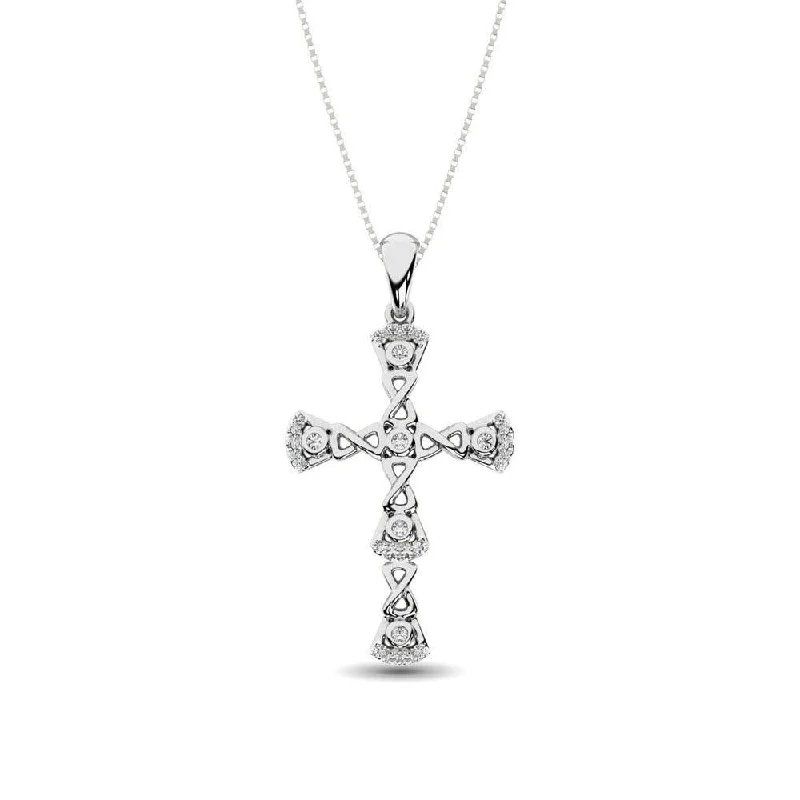 Women’s pearl pendant necklace-Gothic Style Diamond 1/6 Ct.Tw Cross Pendant in 10K White Gold