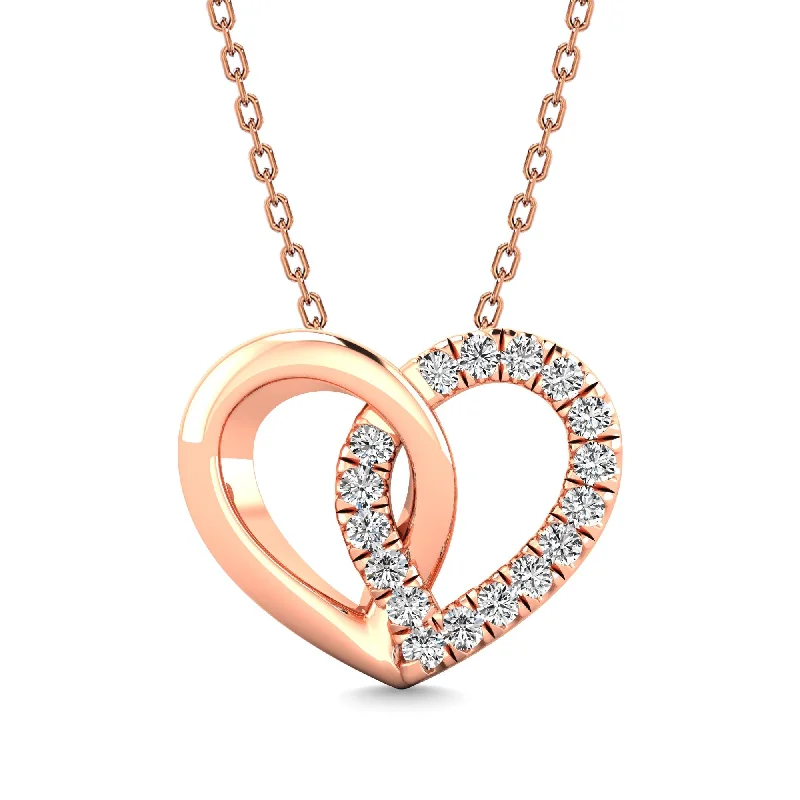 Women’s symbol necklace-10K Rose Gold 1/20 Ctw Diamond Heart Pendant