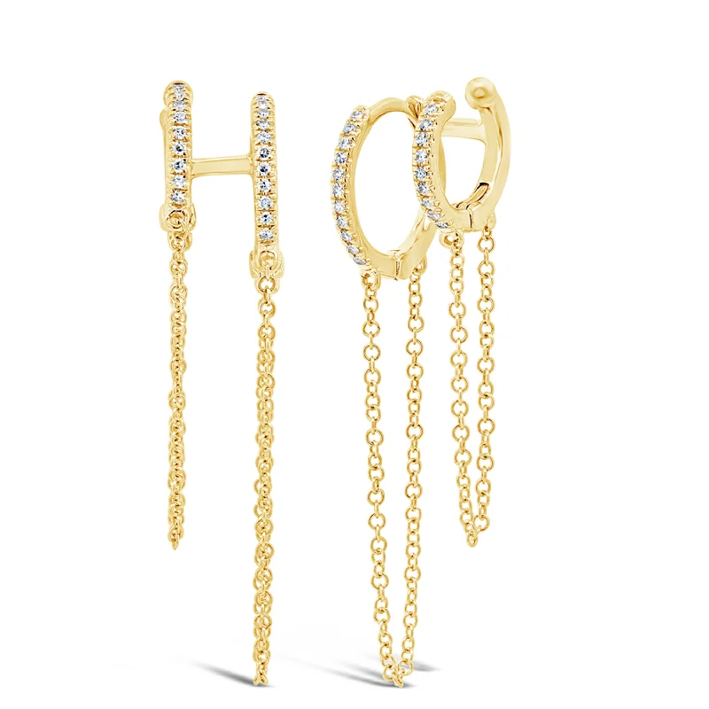 Women’s fashion statement earrings-Double Huggies