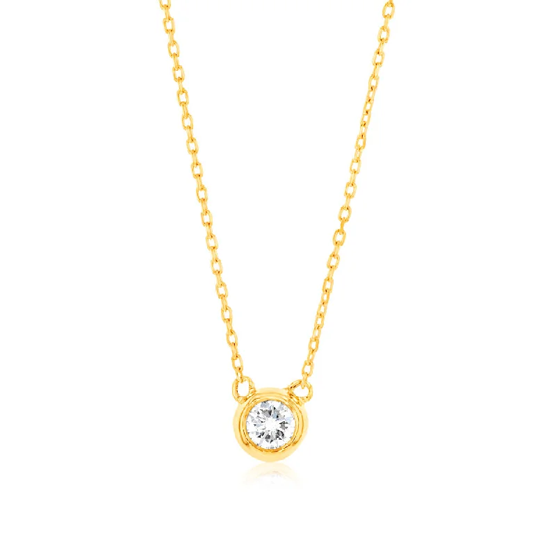 Women’s elegant diamond necklace-Luminesce Lab Grown Solitaire Diamond 15-19Pt Pendant in 9ct Yellow Gold with Chain