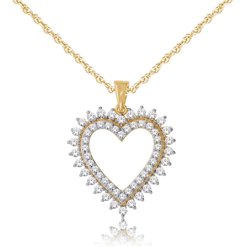 Women’s rose gold necklace-9ct Yellow Gold 1 Carat Diamond Heart Pendant