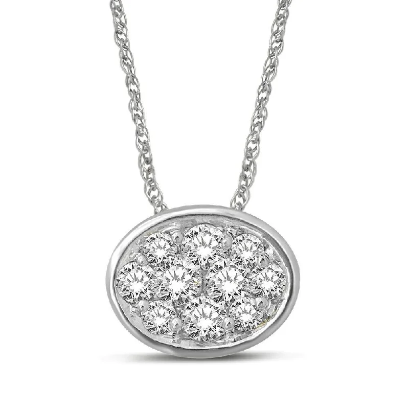 Women’s opal pendant necklace-14K White Gold 1/6 Ctw Diamond Round Flower Pendant