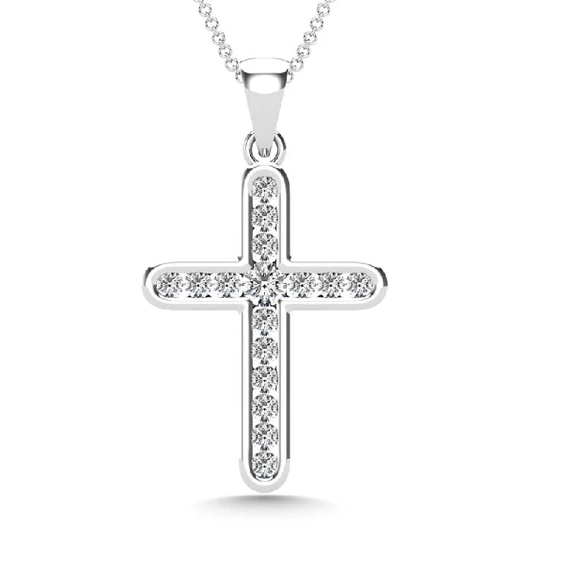 Women’s fine gold necklace-Diamond 1/5 Ct.Tw. Cross Pendant in 14K White Gold