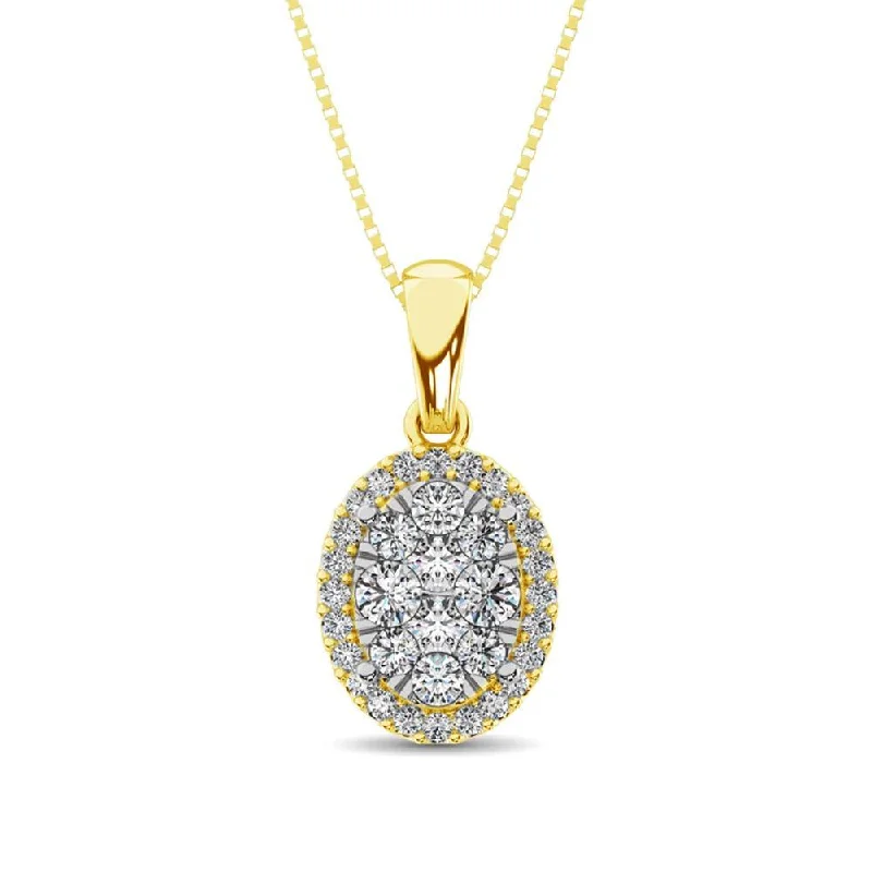 Women’s colorful gemstone necklace-Diamond Fashion Pendant 5/8 ct tw Round Cut in 14K Yellow Gold