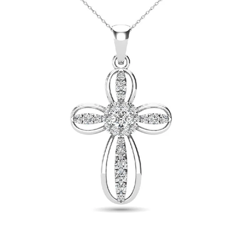 Women’s infinity necklace-Diamond 1/5 Ct.Tw. Cross Pendant in 14K White Gold