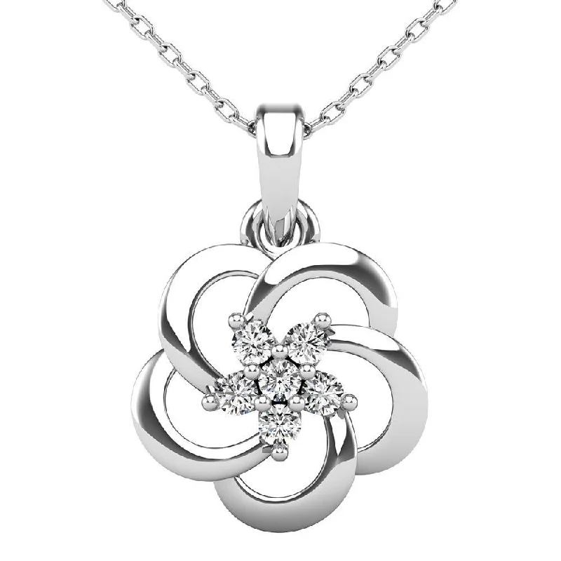 Women’s star necklace-Open Flower Diamond 1/10 Ct.Tw. Pendant